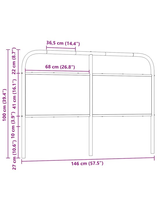 Sängynpääty sonoma-tammi 140 cm teräs ja tekninen puu