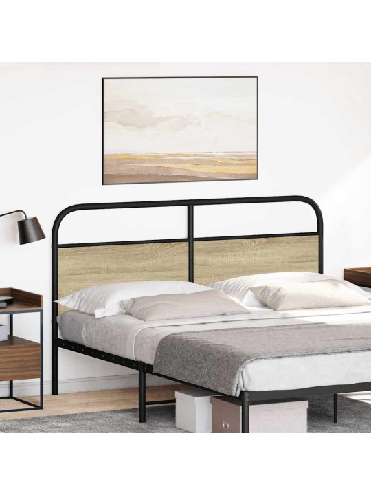 Sängynpääty sonoma-tammi 150 cm teräs ja tekninen puu