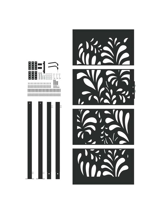 Puutarhaportti musta 105x205 cm teräsaaltosuunnittelu