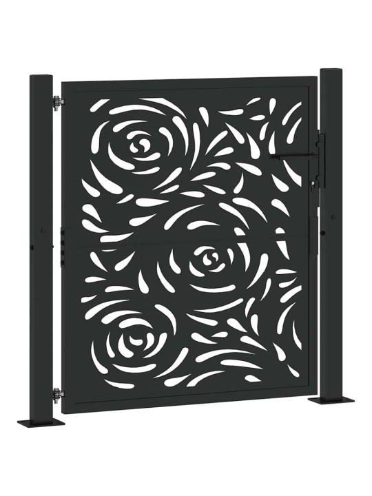 Puutarhaportti musta 105x106 cm teräsliekki design