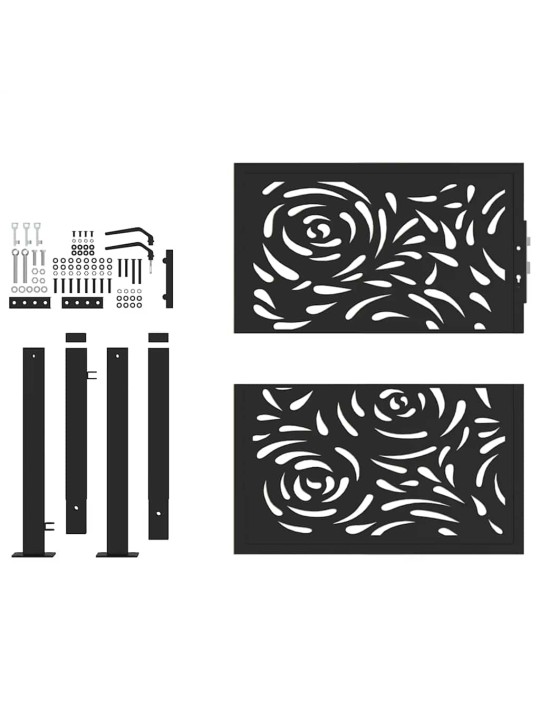Puutarhaportti musta 105x106 cm teräsliekki design