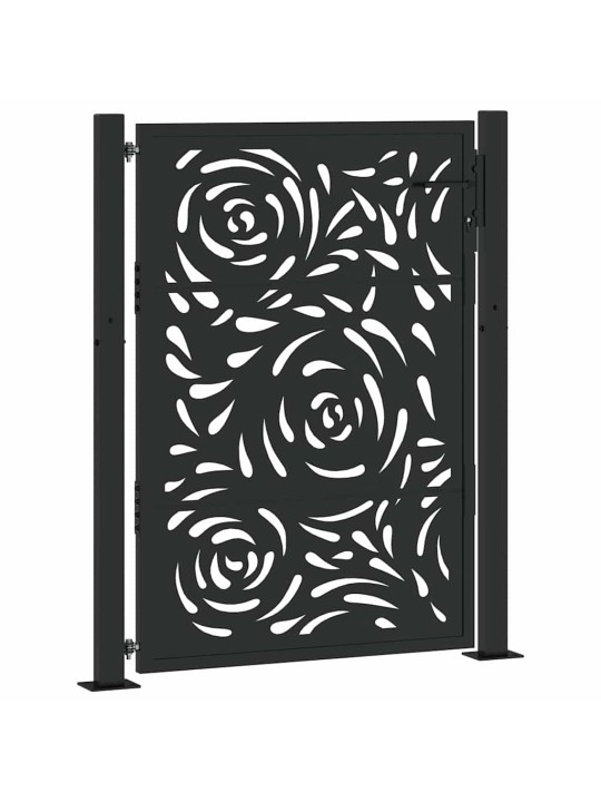 Puutarhaportti musta 105x130 cm teräsliekki design