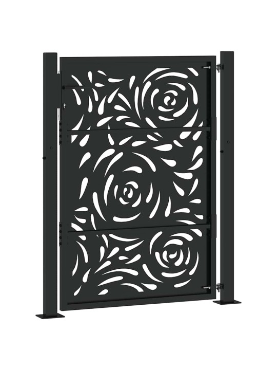 Puutarhaportti musta 105x130 cm teräsliekki design