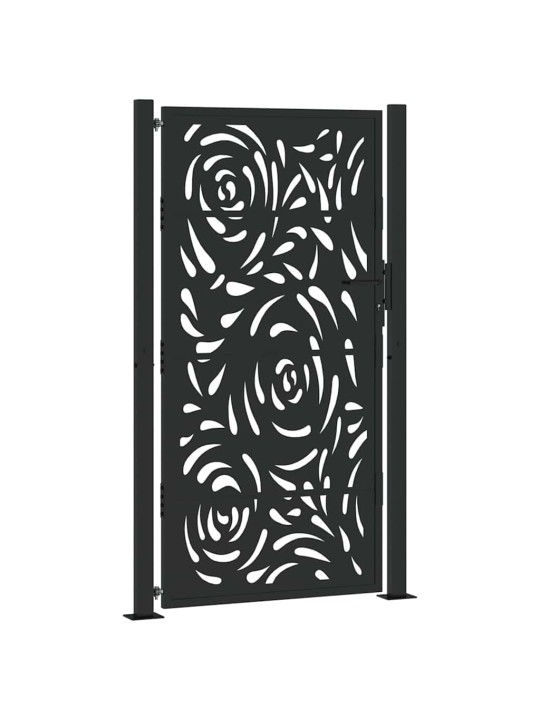 Puutarhaportti musta 105x180 cm teräsliekki design