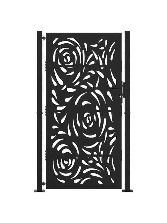 Puutarhaportti musta 105x180 cm teräsliekki design