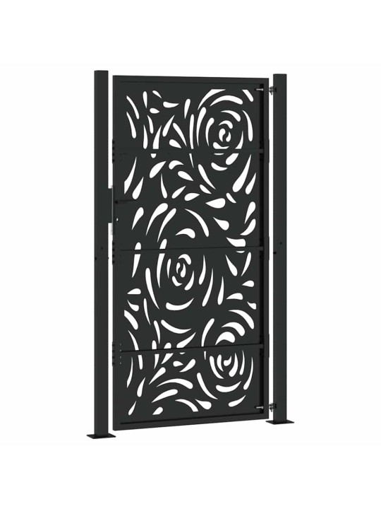 Puutarhaportti musta 105x180 cm teräsliekki design