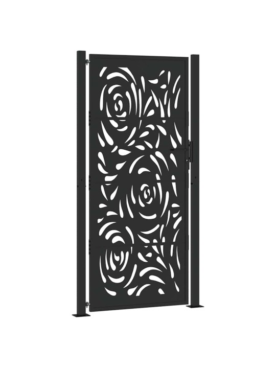 Puutarhaportti musta 105x205 cm teräsliekki design