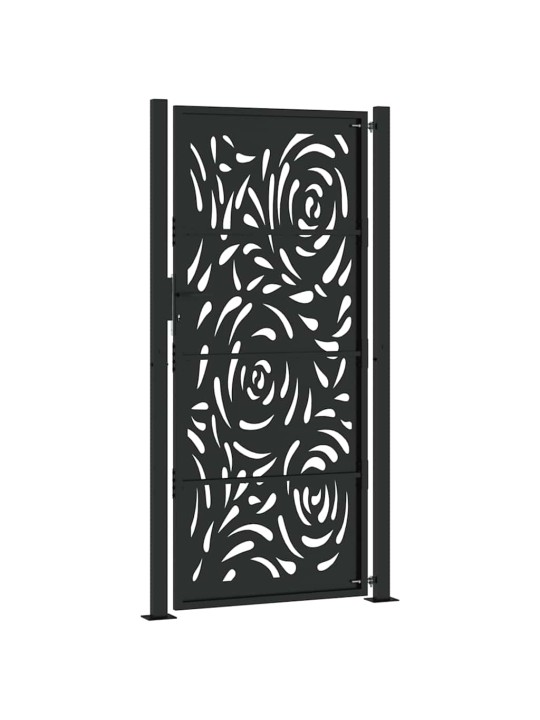 Puutarhaportti musta 105x205 cm teräsliekki design