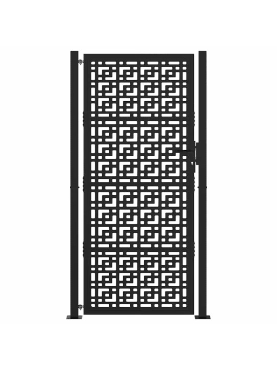 Puutarhaportti musta 105x205 cm teräsristisuunnittelu