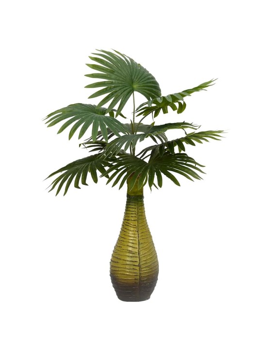 Keinotekoinen palmu kasvi 9 lehteä 65 cm vihreä