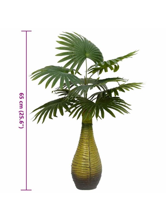 Keinotekoinen palmu kasvi 9 lehteä 65 cm vihreä