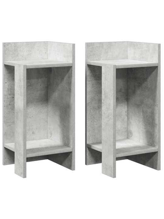 Sivupöydät 2 kpl hyllyllä betonin harmaa 25,5x27x60 cm