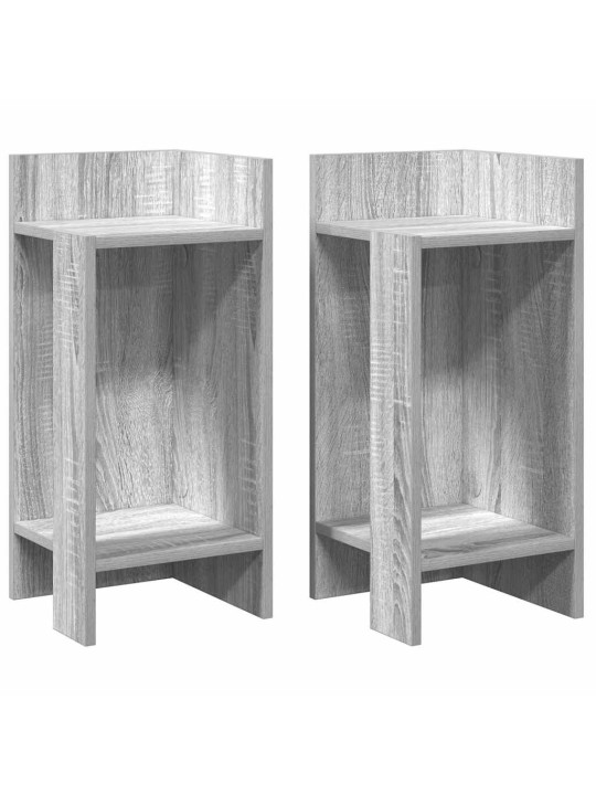 Sivupöydät 2 kpl hyllyllä harmaa sonoma 25,5x27x60 cm