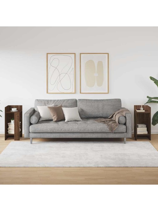 Sivupöydät 2 kpl hyllyllä ruskea tammi 25,5x27x60 cm