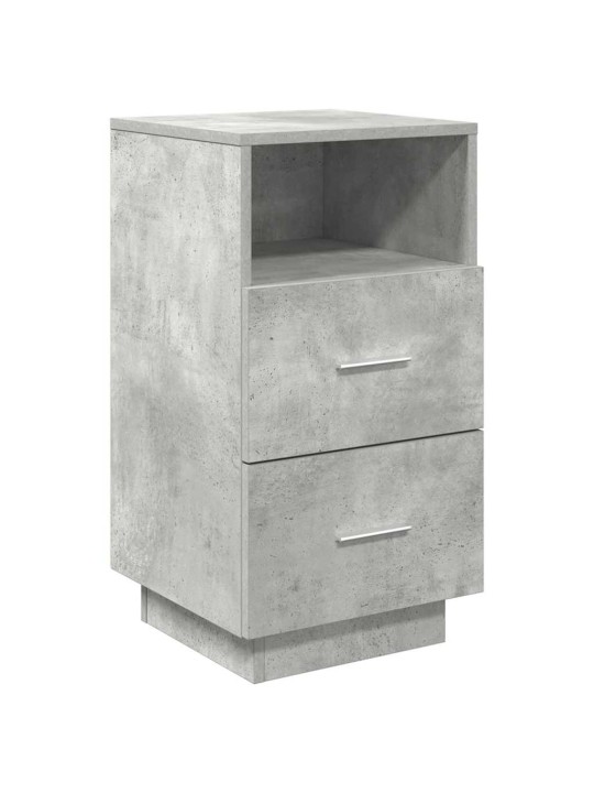 Yöpöytäkaapit 2 kpl 2 laatikolla betoninharmaa 36x36x68 cm