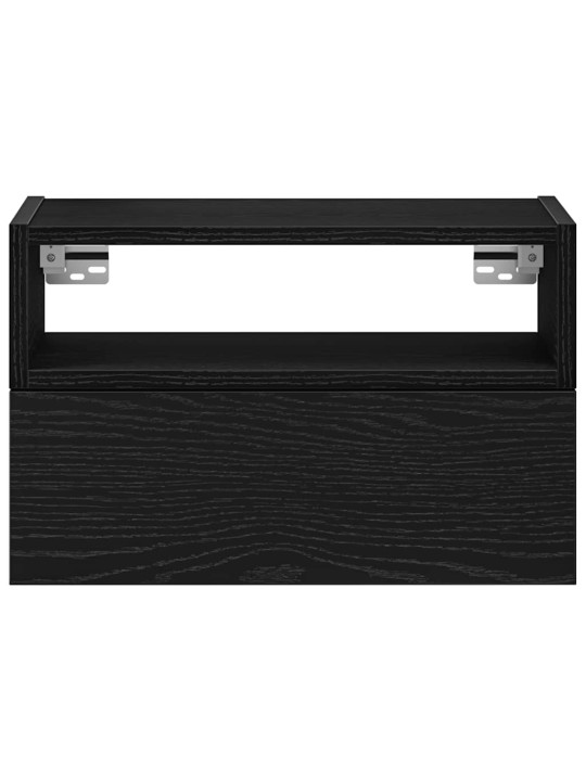 Seinäkiinnitettävät yöpöydät 2 kpl musta 45x26x28,5 cm
