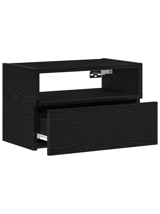 Seinäkiinnitettävät yöpöydät 2 kpl musta 45x26x28,5 cm