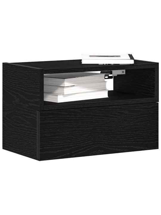 Seinäkiinnitettävät yöpöydät 2 kpl musta 45x26x28,5 cm