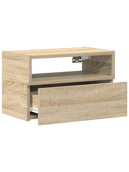 Seinäkiinnitettävä yöpöytä sonoma-tammi 45x26x28,5 cm