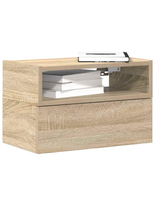Seinäkiinnitettävät yöpöydät 2 kpl sonoma-tammi 45x26x28,5 cm