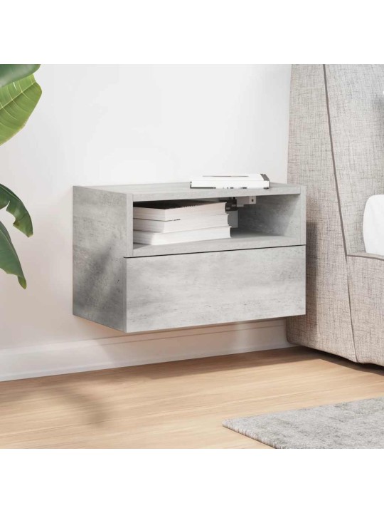 Seinäkiinnitettävä yöpöytä betoninharmaa 45x26x28,5 cm