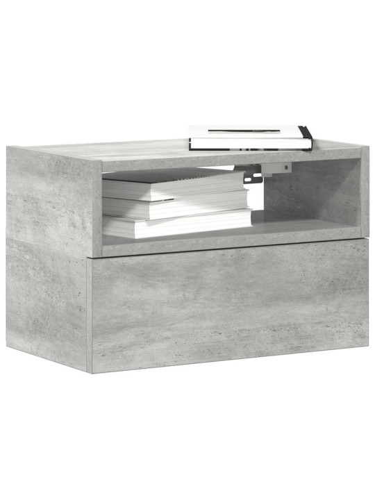Seinäkiinnitettävä yöpöytä betoninharmaa 45x26x28,5 cm