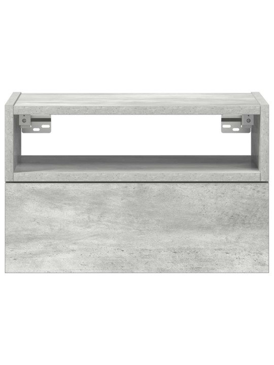 Seinäkiinnitettävät yöpöydät 2 kpl betoninharmaa 45x26x28,5 cm