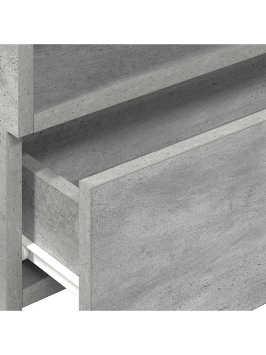 Seinäkiinnitettävät yöpöydät 2 kpl betoninharmaa 45x26x28,5 cm