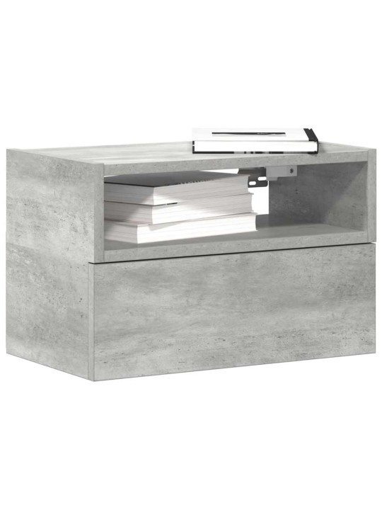 Seinäkiinnitettävät yöpöydät 2 kpl betoninharmaa 45x26x28,5 cm
