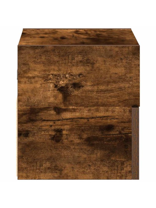 Seinäkiinnitettävä yöpöytä savutammi 45x26x28,5 cm