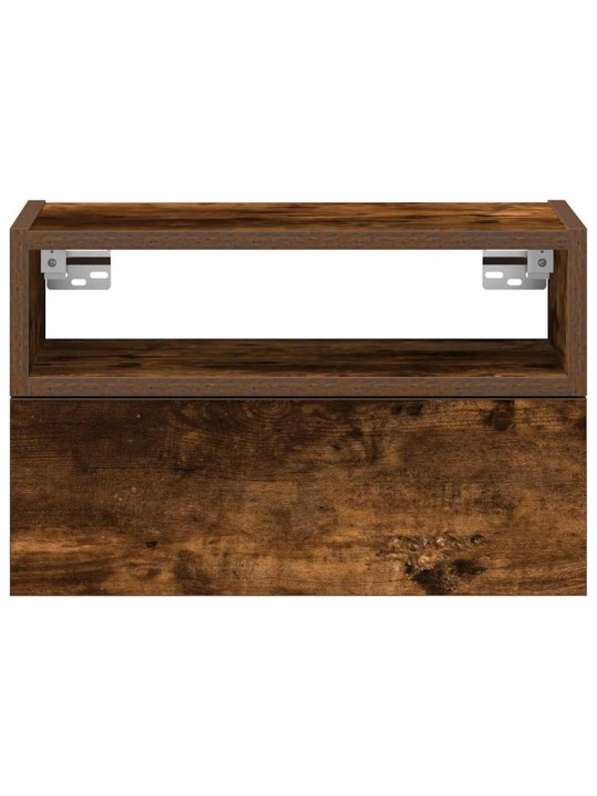 Seinäkiinnitettävät yöpöydät 2 kpl savutammi 45x26x28,5 cm
