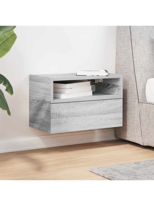 Seinäkiinnitettävä yöpöytä harmaa sonoma 45x26x28,5 cm