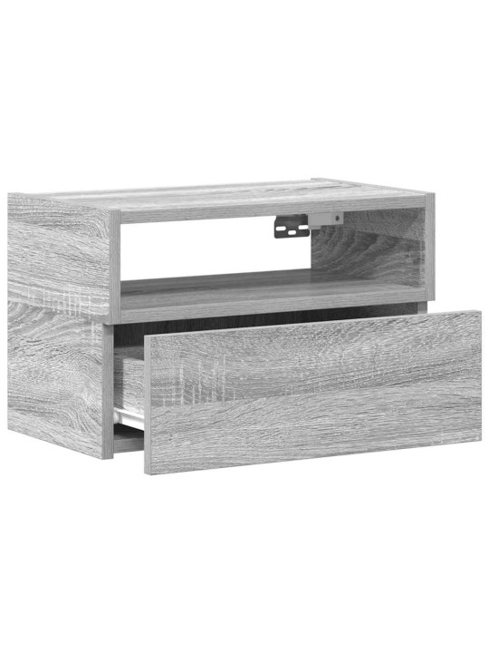 Seinäkiinnitettävä yöpöytä harmaa sonoma 45x26x28,5 cm