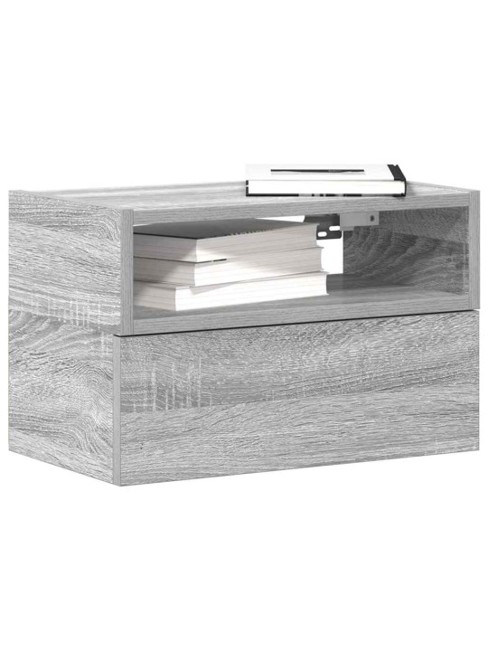 Seinäkiinnitettävä yöpöytä harmaa sonoma 45x26x28,5 cm