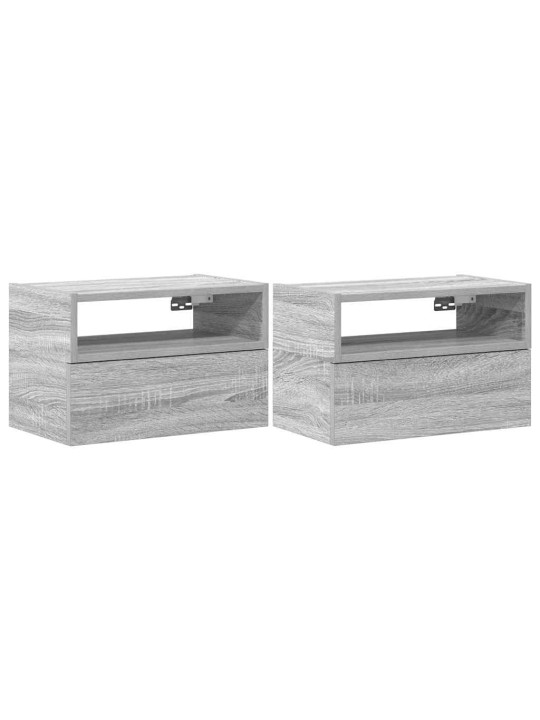 Seinäkiinnitettävät yöpöydät 2 kpl harmaa sonoma 45x26x28,5 cm
