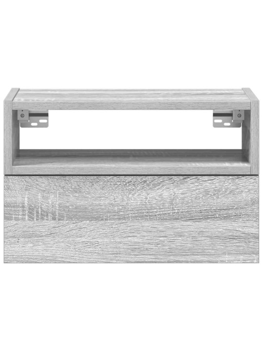 Seinäkiinnitettävät yöpöydät 2 kpl harmaa sonoma 45x26x28,5 cm