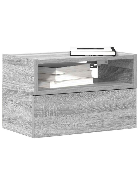 Seinäkiinnitettävät yöpöydät 2 kpl harmaa sonoma 45x26x28,5 cm