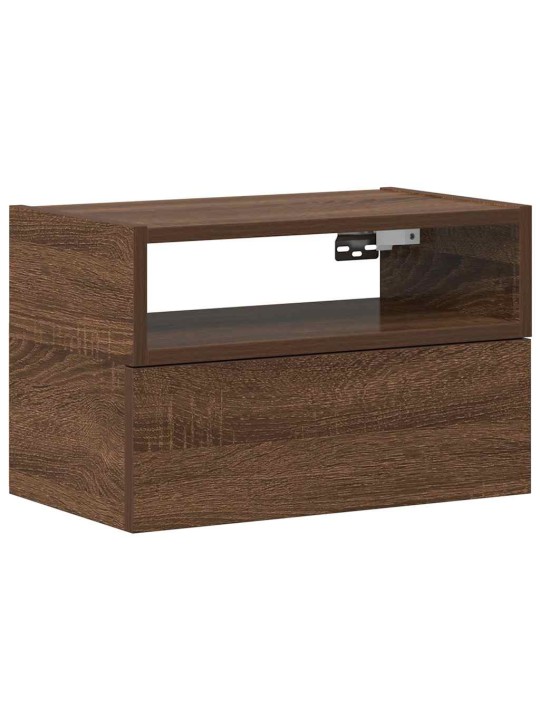 Seinäkiinnitettävä yöpöytä ruskea tammi 45x26x28,5 cm