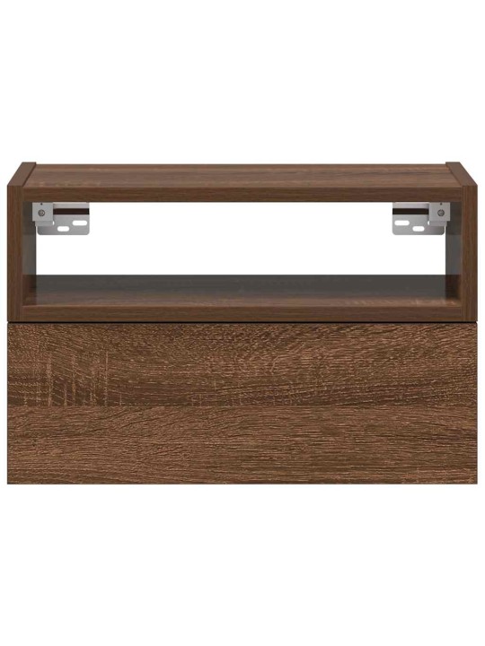 Seinäkiinnitettävä yöpöytä ruskea tammi 45x26x28,5 cm