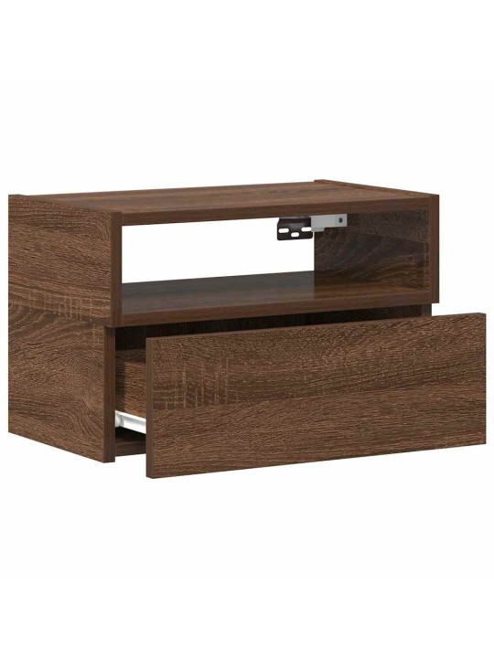 Seinäkiinnitettävä yöpöytä ruskea tammi 45x26x28,5 cm