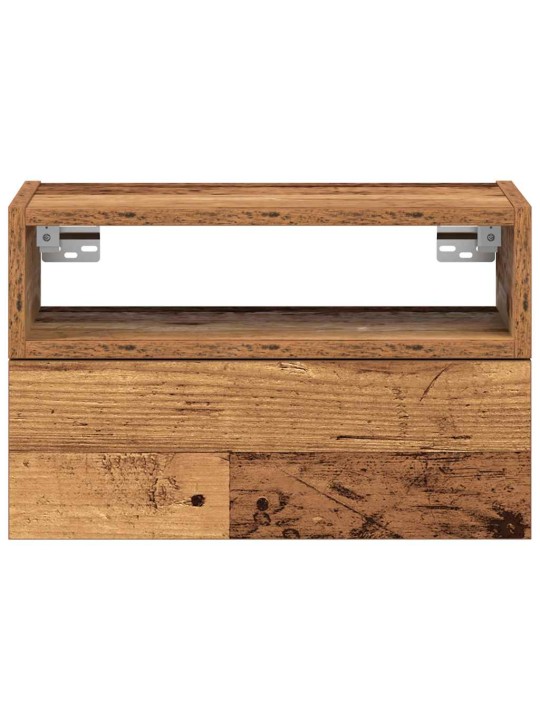 Seinäkiinnitettävät yöpöydät 2 kpl vanha puu 45x26x28,5 cm