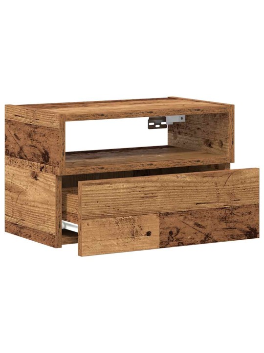 Seinäkiinnitettävät yöpöydät 2 kpl vanha puu 45x26x28,5 cm