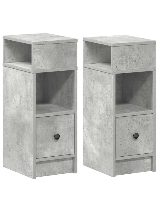 Yöpöytäkaapit 2 kpl laatikolla betoninharmaa 25x31x66 cm