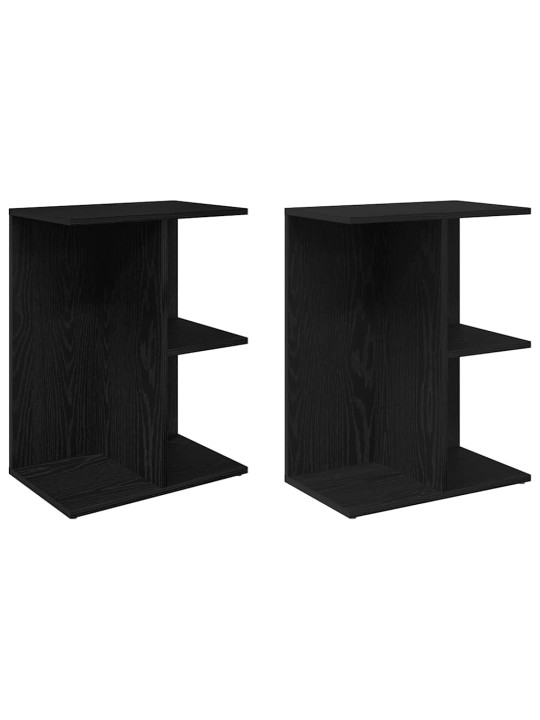 Yöpöydät 2 kpl musta tammi 46,5x29x61 cm tekninen puu