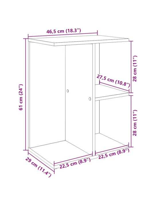 Yöpöytä betoninharmaa 46,5x29x61 cm tekninen puu