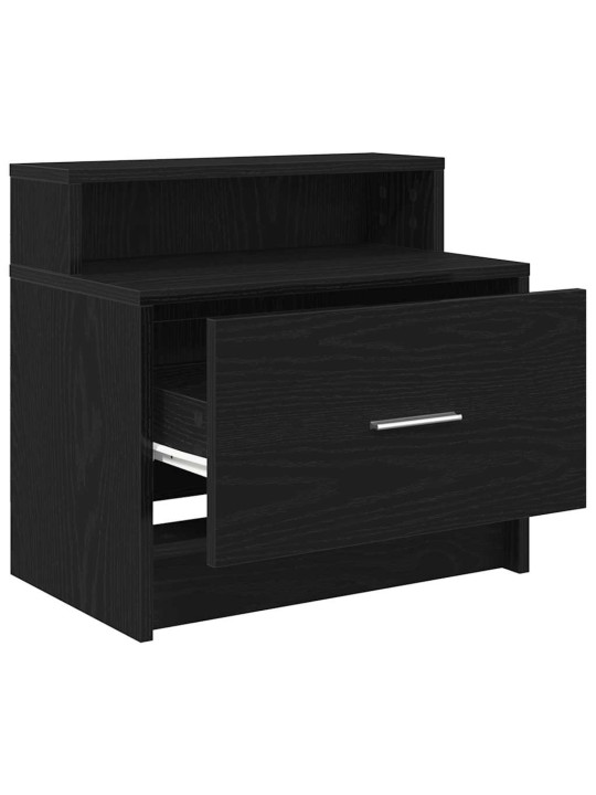 Yöpöytäkaapit laatikolla 2 kpl musta tammi 51x31x47 cm
