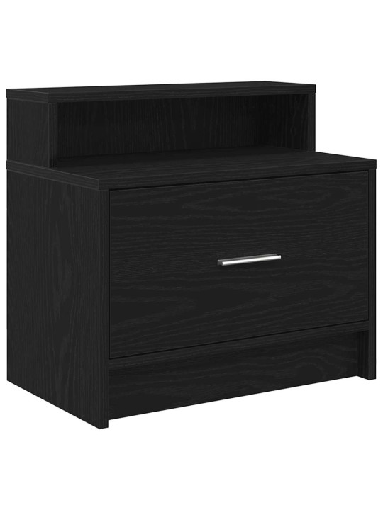 Yöpöytäkaapit laatikolla 2 kpl musta tammi 51x31x47 cm