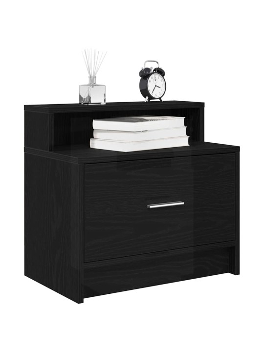 Yöpöytäkaapit laatikolla 2 kpl musta tammi 51x31x47 cm