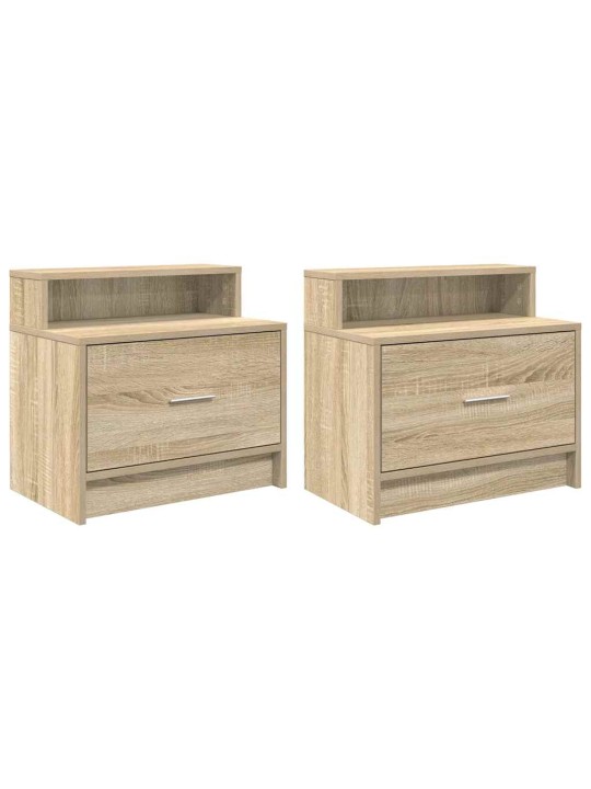 Yöpöytäkaapit laatikolla 2 kpl sonoma-tammi 51x31x47 cm