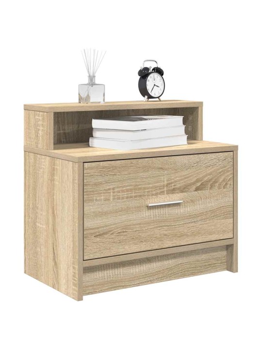 Yöpöytäkaapit laatikolla 2 kpl sonoma-tammi 51x31x47 cm